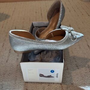 A New Day Glittery Silver Loafers with Bow